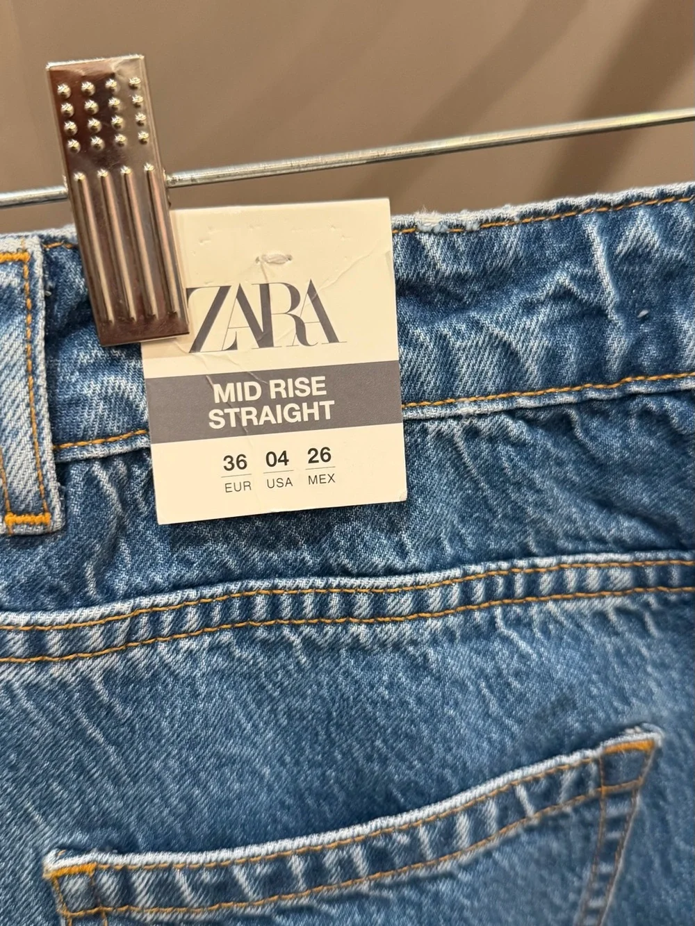 Zara Light Blue Denim Straight-Leg Jeans